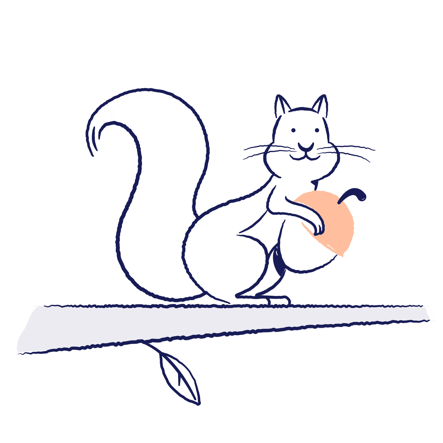 Illustrasjon av et ekorn som holder en nøtt